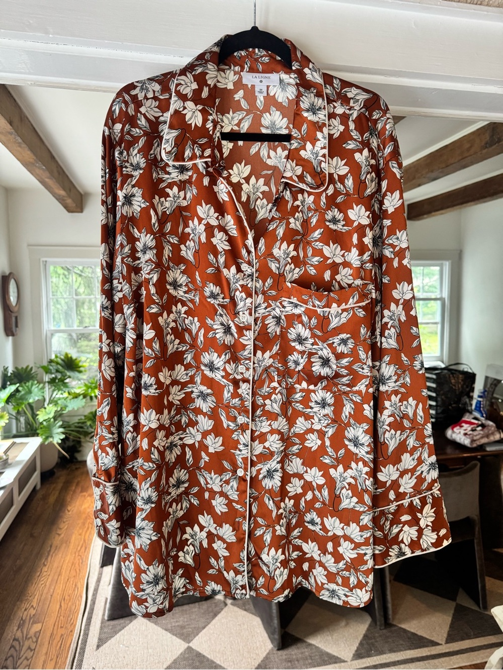 La Ligne for Target Rust Floral Button-Front Blouse